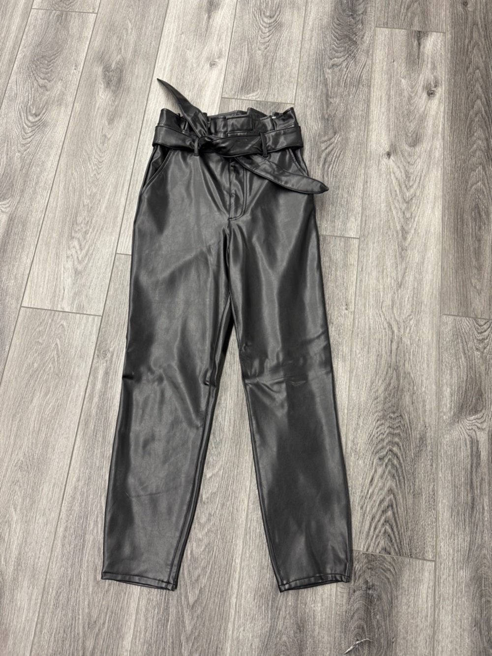 Abercrombie & Fitch Black Faux Leather Waistband Leggings